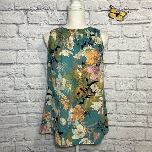 SPENSE Floral Print Sleeveless Elasticized Neckline Top Size Small - Picture 2 of 10